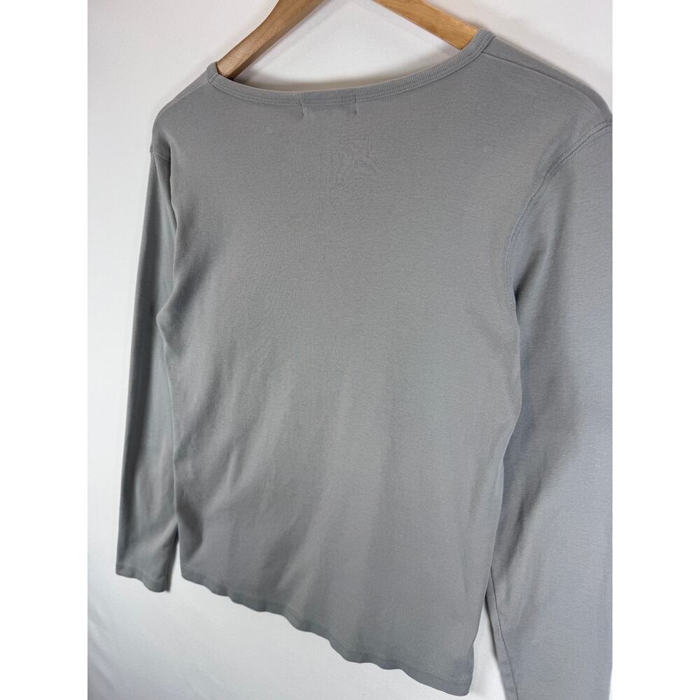 Eddie Bauer Womens M Gray Ribbed Long Sleeve Cotton Crewneck T Shirt - Picture 5 of 8